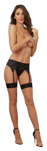 Dream Girl Cuban Heel Thigh High Nude/Black Fishnet and Thigh Highs